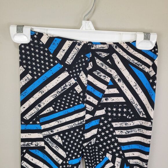 Police Support Flag Polyester Spandex Ankle Leggings Size L - Picture 2 of 7